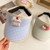 Kids' Cute Cherry Plaid Sun Visor Hat: Versatile Summer Shade
