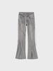 Women's High-Waisted Flare Jeans - Slim, Elastic, Strappy Design, Split Hem, Perfect for Autumn.