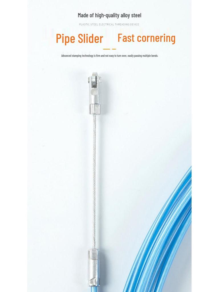 Electrician Pull Wire Threader with Roller Head for Concealed Wire Conduit