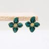 White Color Flower Enamel Korean Style Stud Earrings for Women Girl Love Aesthetic Daily Life Minimalist Jewelry