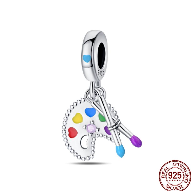 Copper Colored Zircon Rainbow Unicorn Mermaid Flower Charm Beads Suitable For 3Mm Original Bracelet