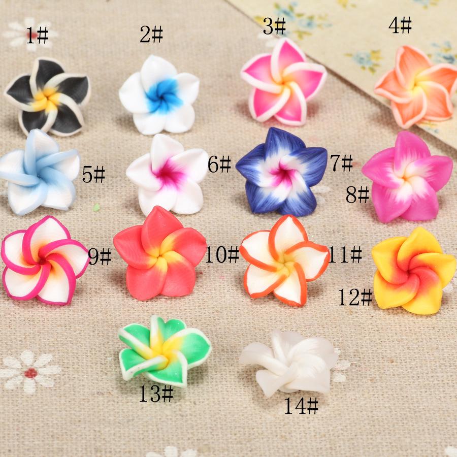 15mm Polymer Clay Plumeria Egg Flower Beads for DIY Bracelet and Necklace Jewelry Making