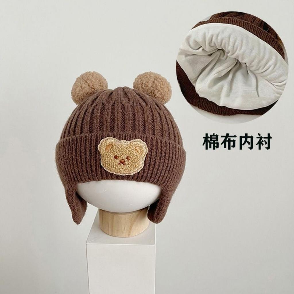 New Autumn and Winter Baby Ear Protection Hat, Warm and Cold Proof Hat, Comfortable Baby Double Ball Soft and Sticky Toe Cap