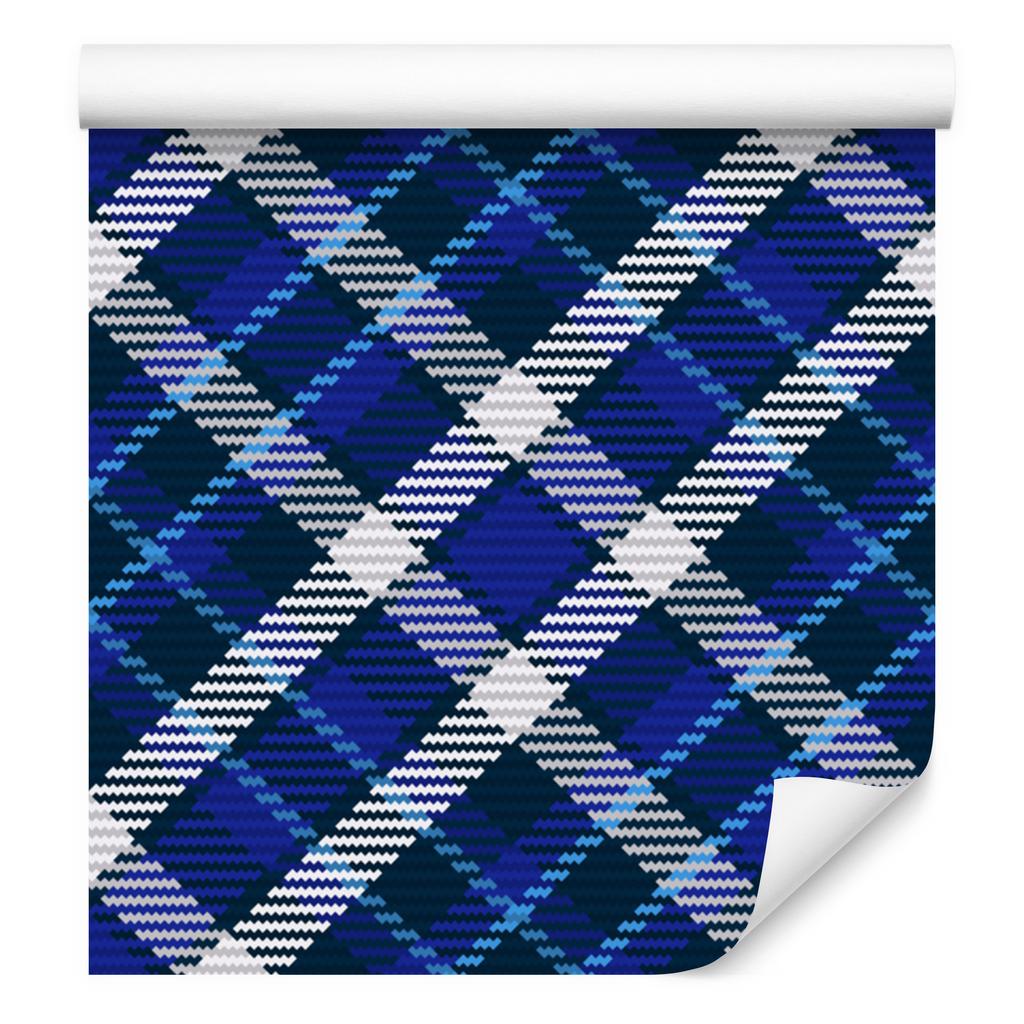 Blue Checkered Wallpaper, Blue, Navy Blue, and Light Gray, 50x1000