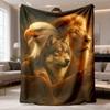 2026 New Flannel Blanket 1pc Featuring Eagle, Wolf & Lion Design - Cozy, Lightweight, Made of Polyester Flannel, Great for Sofa, Bed, Office & Travel 