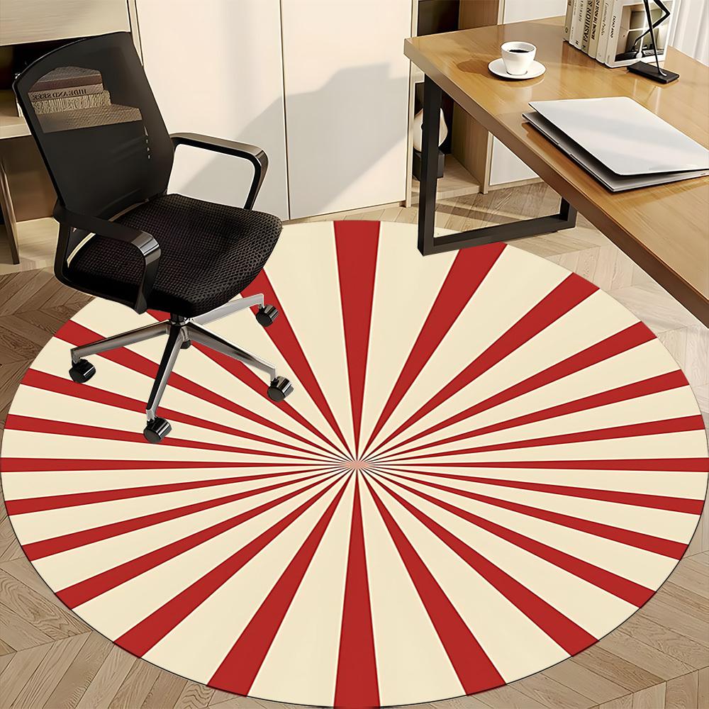 1pc Stripes Office Round Area Rug, Under Office Chairs Bedroom Living Room Home Decor, Room Deco