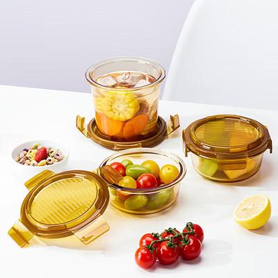 Amber Round Glass Food Storage 3-Piece Set