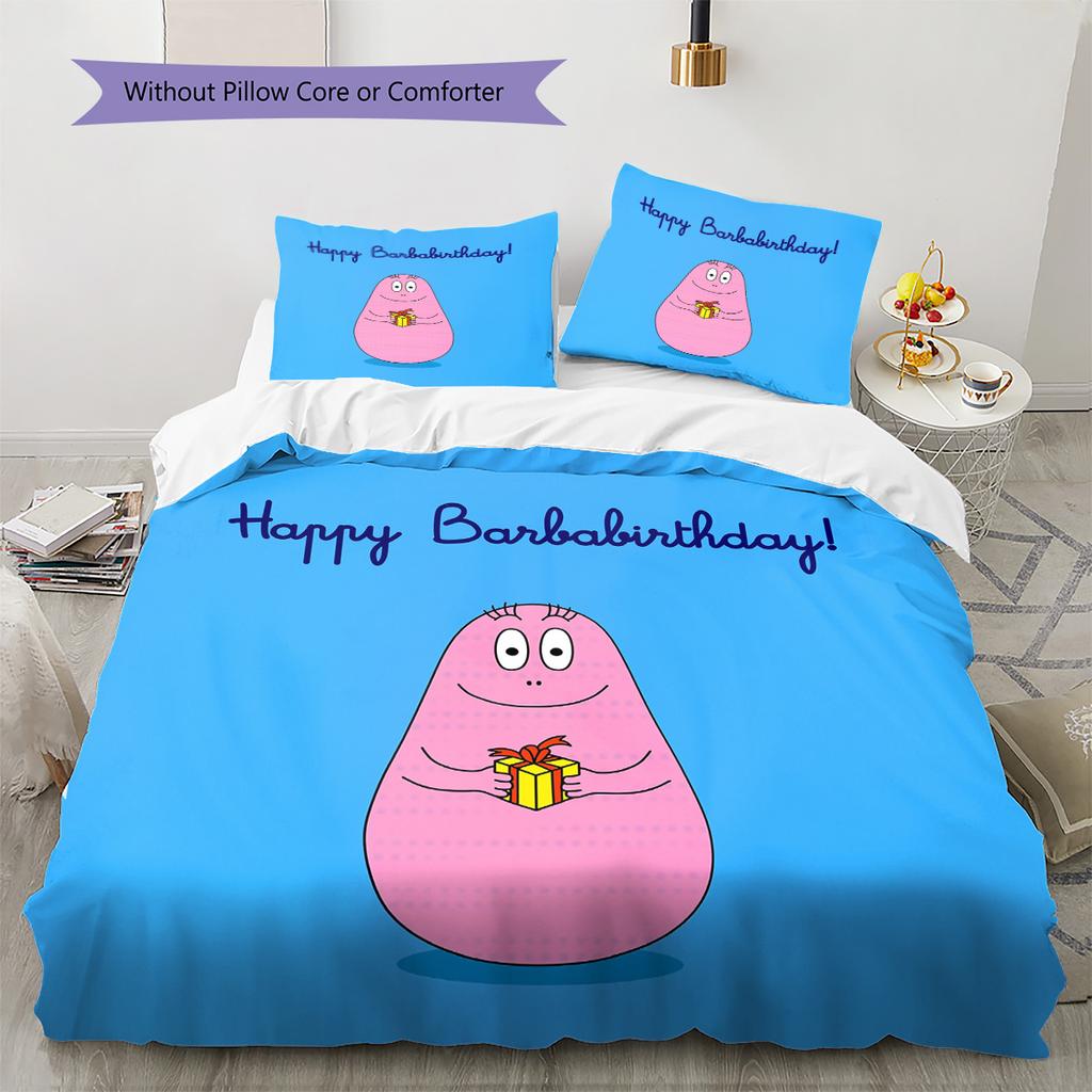 Set Copripiumino Trapuntato con Fantasia Barbapapa Decorazione per la Casa Regalo (1 * copripiumino + 2 * federe senza imbottitura)