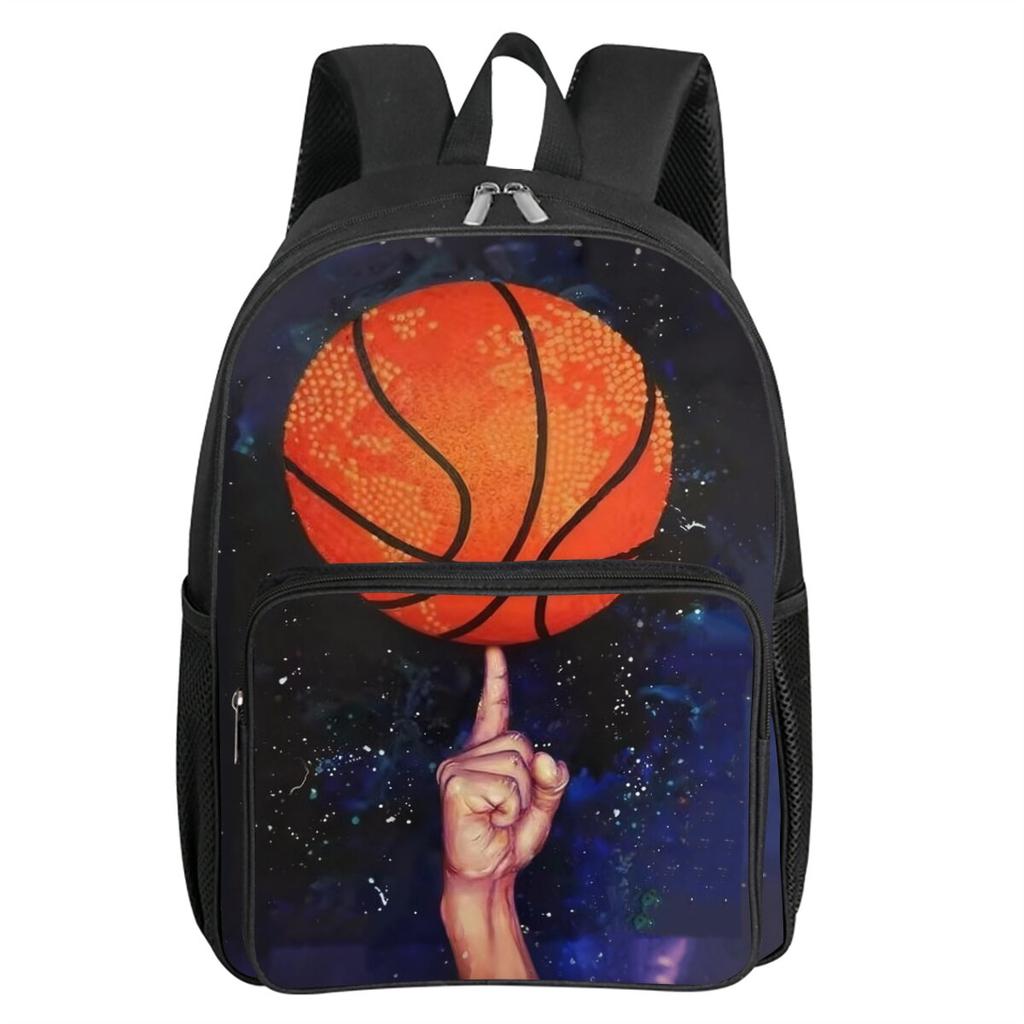 Basketball Patten Square Front Pocket Backpack Zipper Large Capacity for Boy/Girls Best Gift 2D Cartoon Children's School Bag