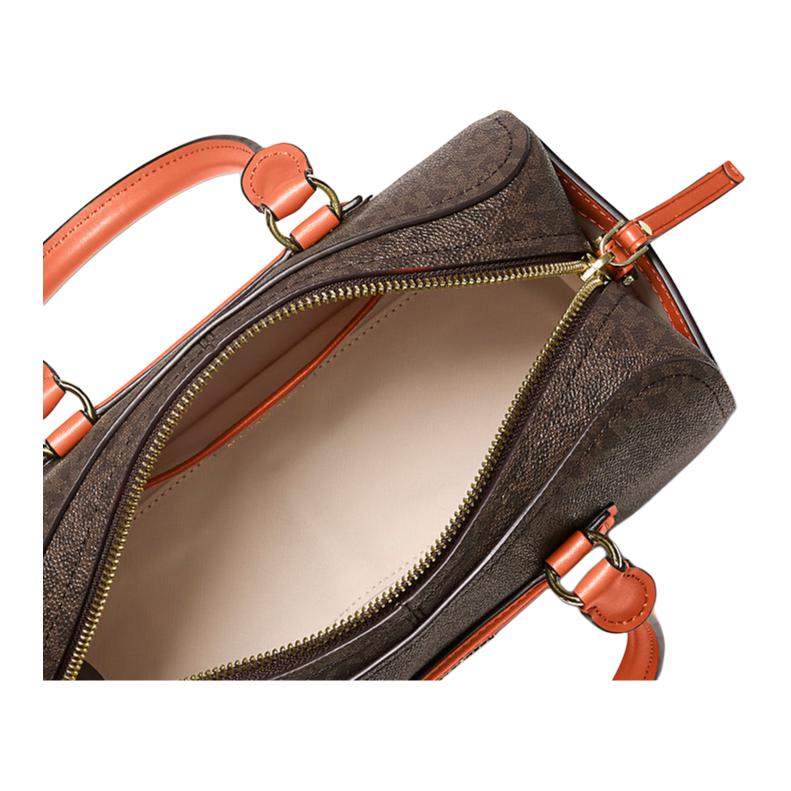 Michael Kors Jet Set Travel Logo Print Coated Canvas Mini Shoulder Tote Bag Women handbags Dark-Brown Orange 32S6GTVC0Y-MIMOSA