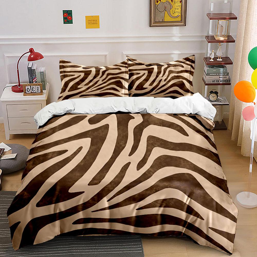 Zebra Print Three-Piece Set Bedding Duvet Cover Set Duvet Cover Pillowcases (1*Duvet Cover 2*Pillowcases, Without Duvet Insert)