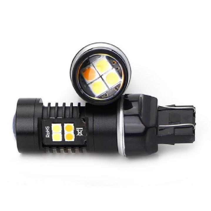 White/Amber High Power 16-SMD 7443 Switchback LED Bulbs For Turn Signal Lights