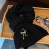 Knitted Wool Scarf Women Winter Warm Cozy Dog Embroidery Style Ins Trendy Neck Wrap Student Accessory