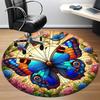 1pc Butterfly Floral Art Chair Carpet for Office, Round Non Slip Durable Large Size Office Carpet, Suitable for Office