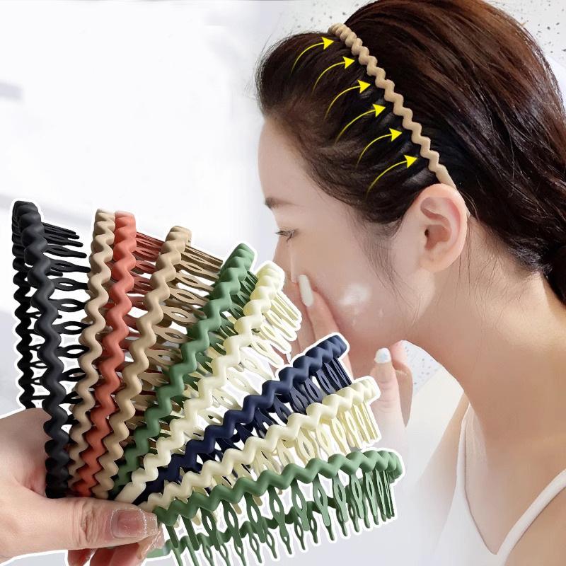 Women Simple Colorful Matte Toothed Hairbands Broken Hair Finishing Headband Outdoor Hair Hoop Headwear  Hair Accessories