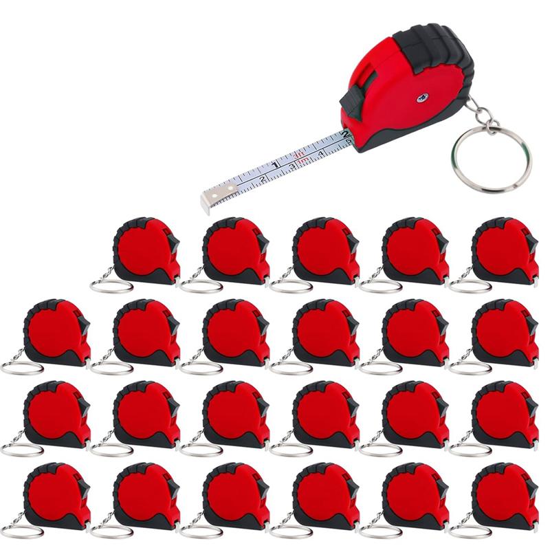 AS60-Mini Tape Measure Keychain Set, 3 Ft Retractable, 24 Pieces, Pocket Size With Lock