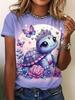 2026 Summer Round Neck Women's T-shirt Fashion 3D Hawaiian Parrot Bird Print Short Sleeve T-shirt Cartoon Casual Top