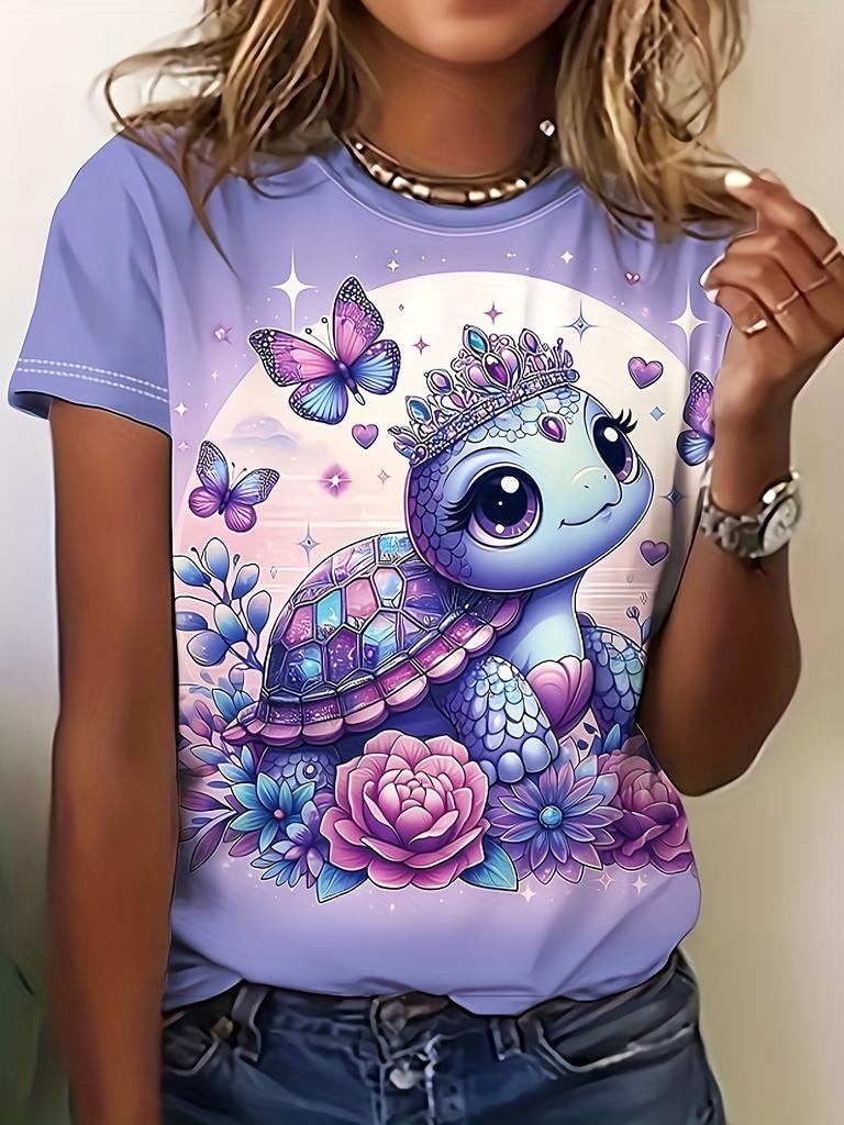 2026 Summer Round Neck Women's T-shirt Fashion 3D Hawaiian Parrot Bird Print Short Sleeve T-shirt Cartoon Casual Top