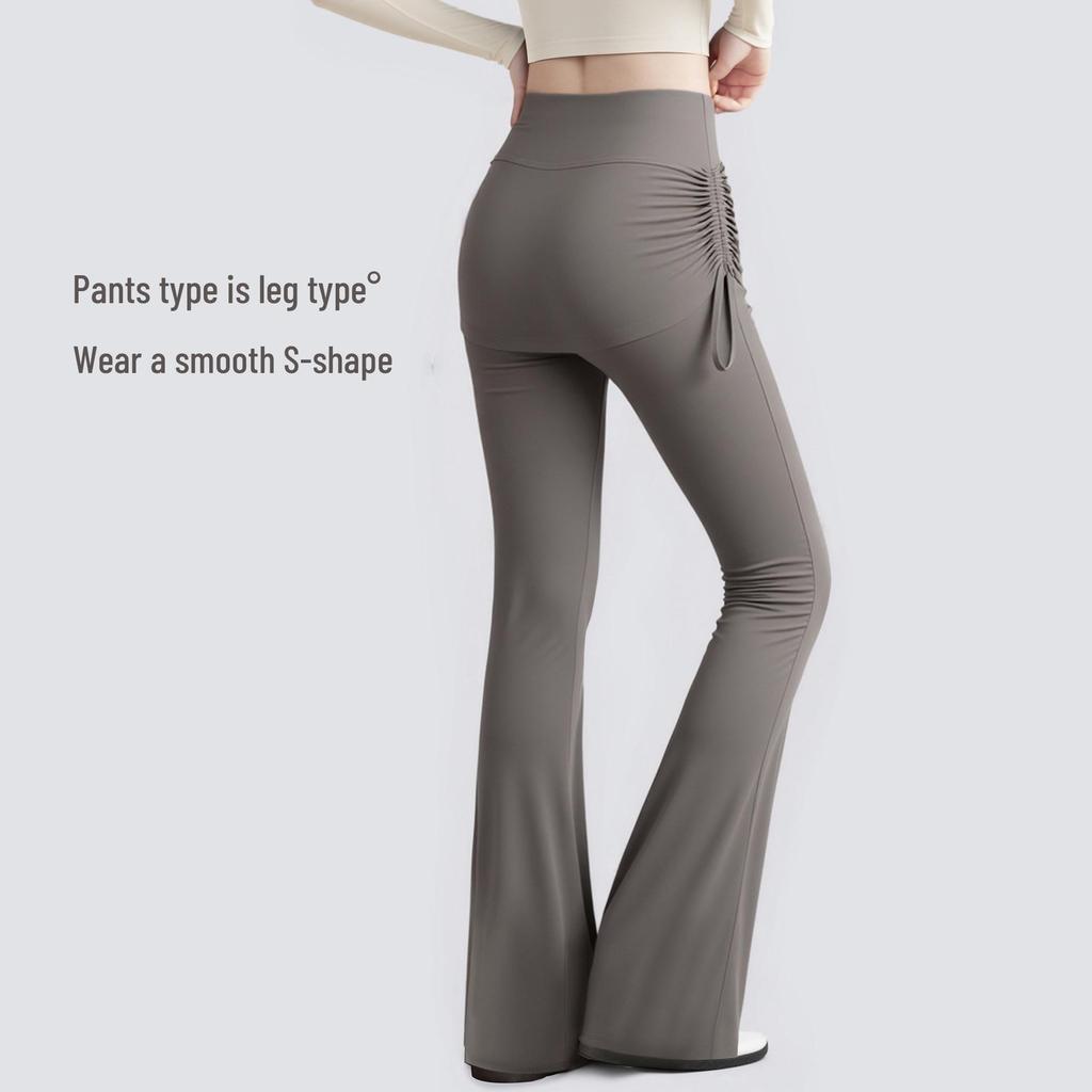 Women's High Waist Butt-Lift Yoga Flare Pants with Skirt Overlay