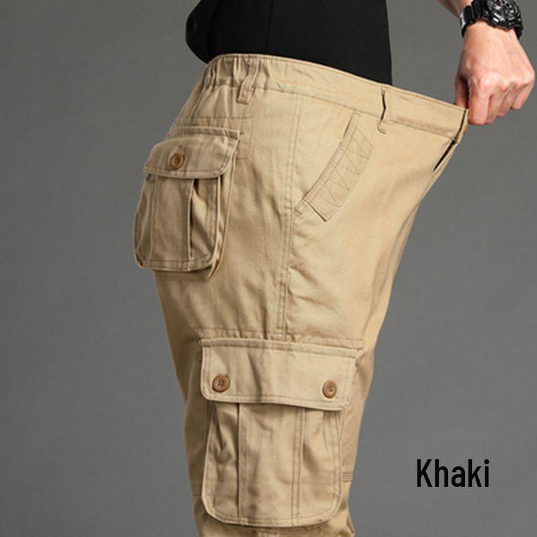 Spring and Autumn Men's Multi-Pocket Casual Pure Cotton Loose Straight-Leg Trousers