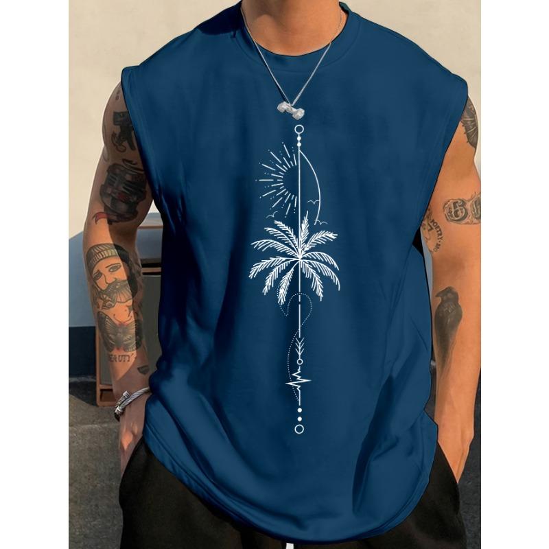 Men's Casual Sporty Crew Neck Vest with Simple Printed Pattern Design, Made of Comfortable and Breathable Fabric