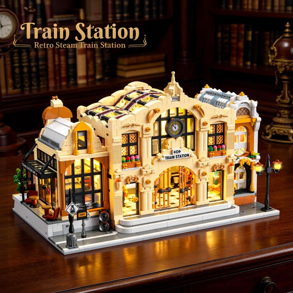 City Large-Scale Building Street Scene Series With Lights Building Blocks Set, Desktop Ornament, Toy Decoration, Birthday Gift