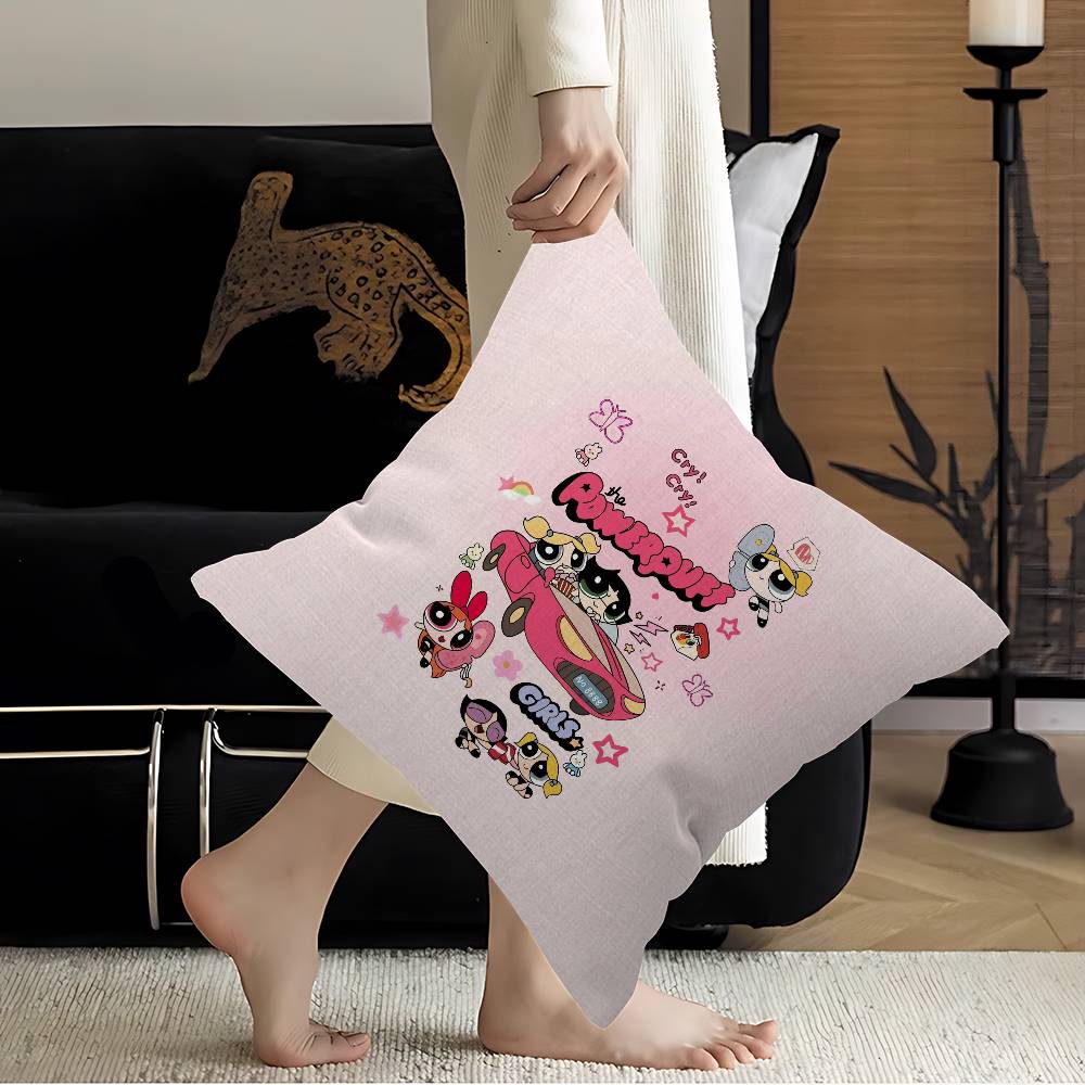Kawaii PPowerpuff Anime GGirls Cushion Cover Pillow Cover Decor Pillowcase Printed Cushion Case for Couch