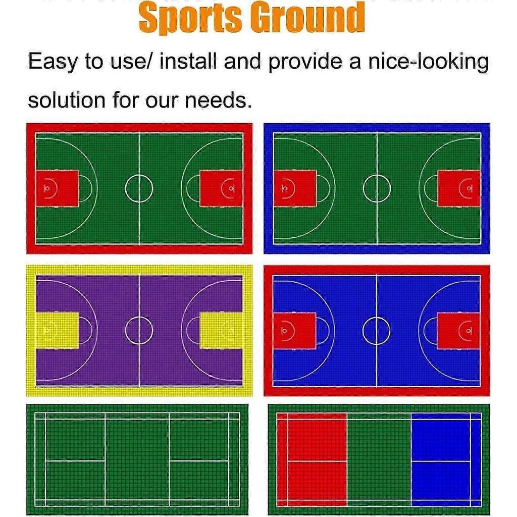 quality nonslip modular interlocking floor tiles, outdoor basketball court, weatherresistant DIY sports tiles (Rosso) 10PCS