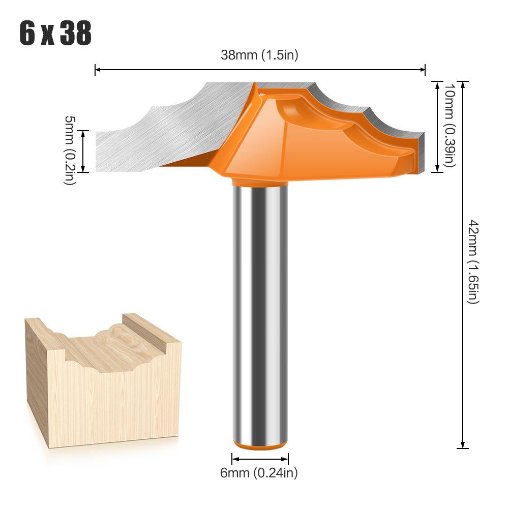 6 Handle 1/4 Handle Double R Flower Thread Knife Thin Door Panel Knife Cabinet Door Panel Knife Trimming Machine Milling Cutter Cabinet Door Cutter