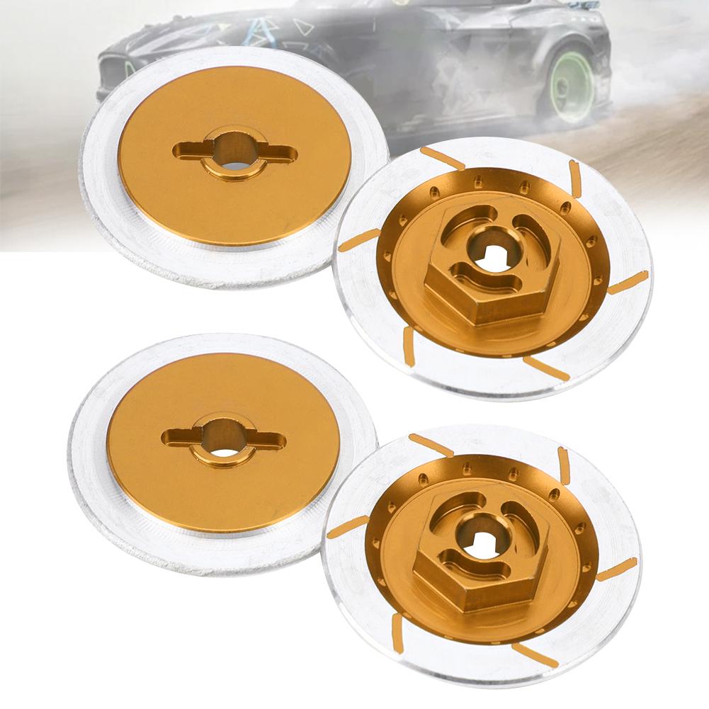 4pcs Aluminum Alloy Wheel Brake Disc Accessory Fit for HSP 94123 R31 1 10 RC CarYellow