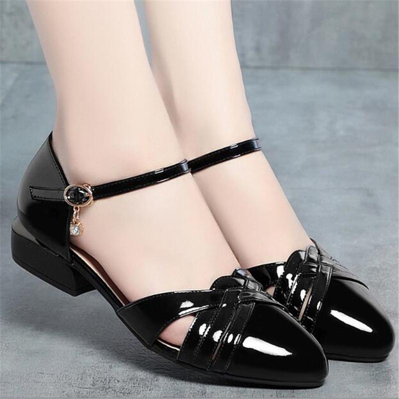 Fashion Ladies Shoes Fashion Buckle Strap Women's Sandals Pointed Toe Square Heel Office Women's Pumps Heel Heeled Gauze Sandals