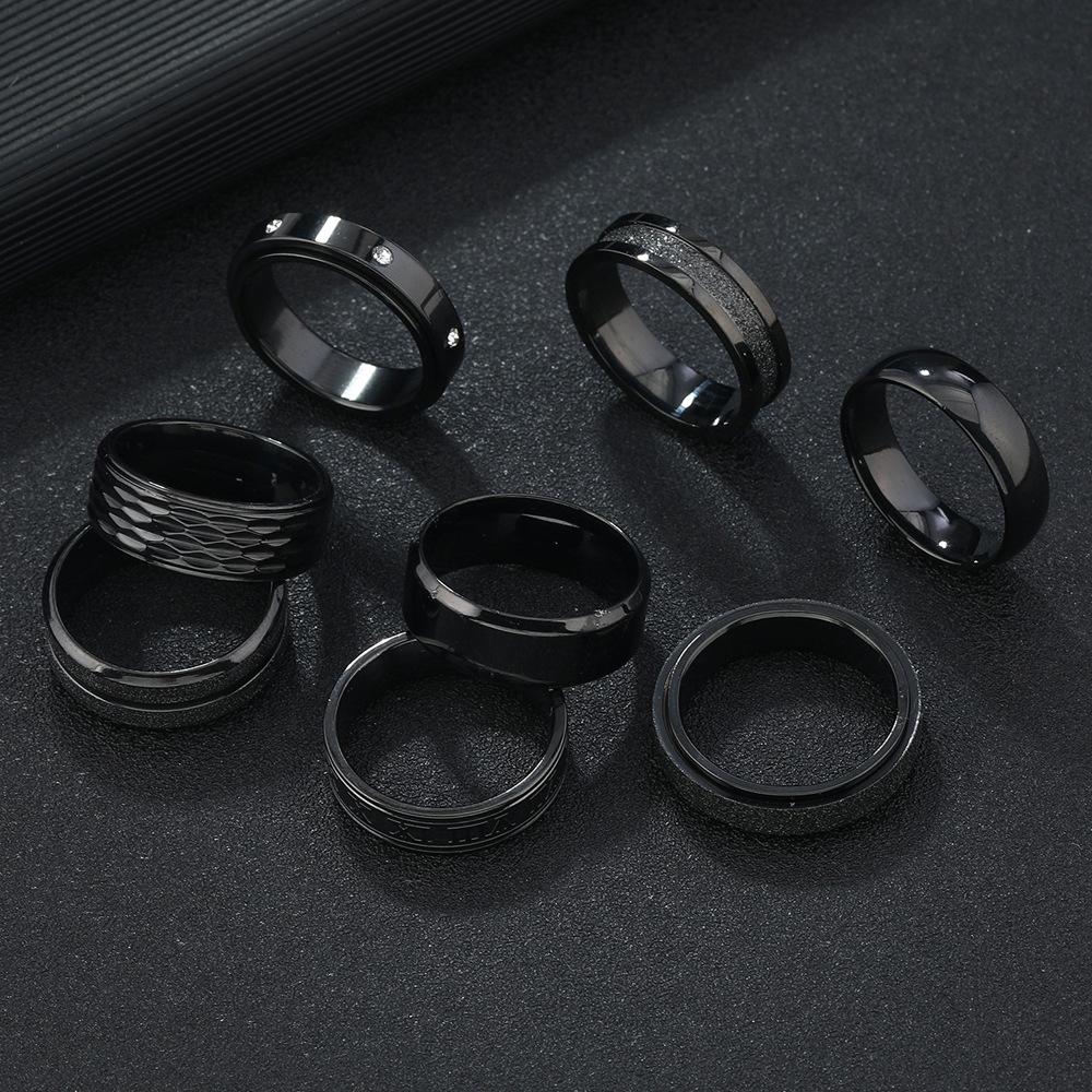 Stainless steel jewelry groove matte men's ring does not fade fashionable simple titanium steel ring