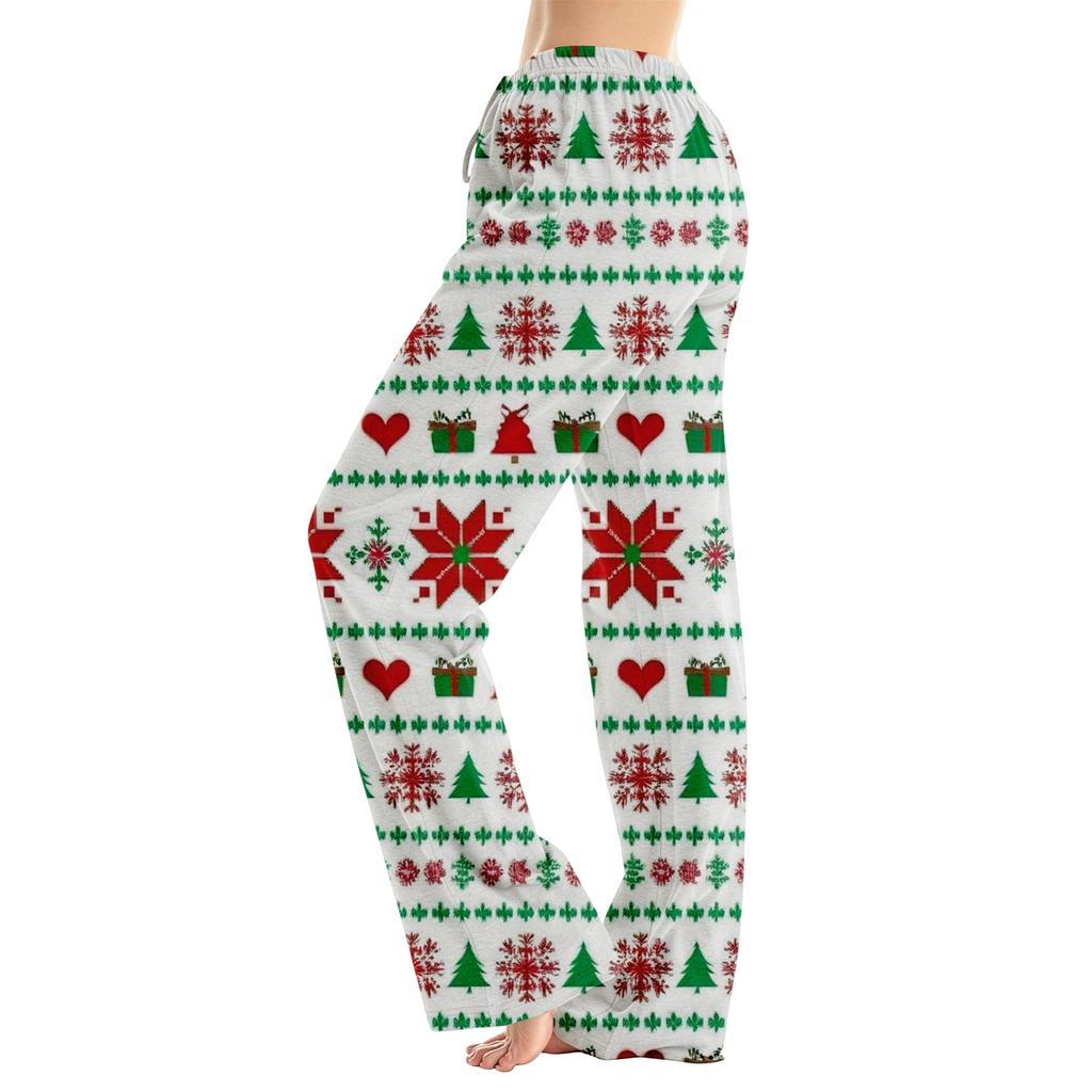 Women's Loose Fit Christmas Print Pajama Pants for Sleep and Casual Home Wear