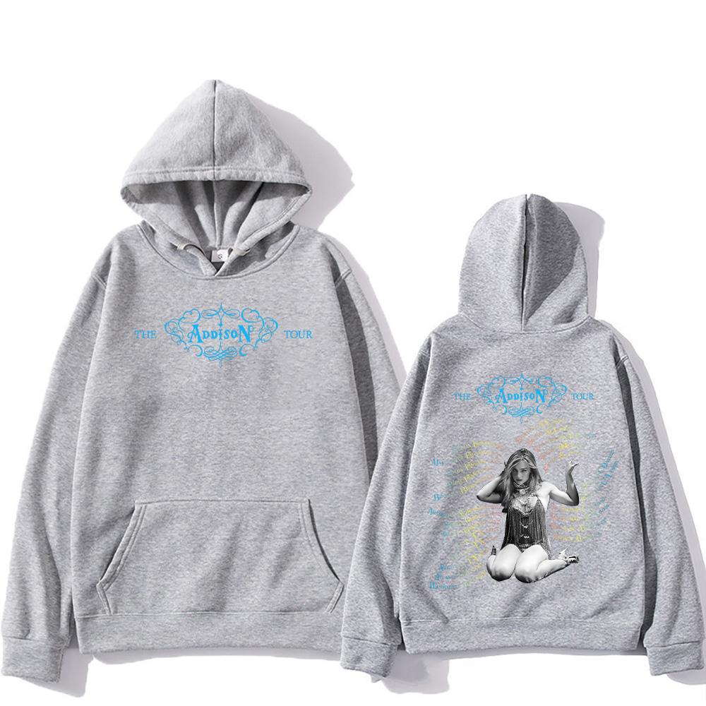 Addison Rae Tour Merch Hoodies Unisex Fashion Long Sleeve Sweatshirts Trends Design Aesthetic Clothing High Street Pullover