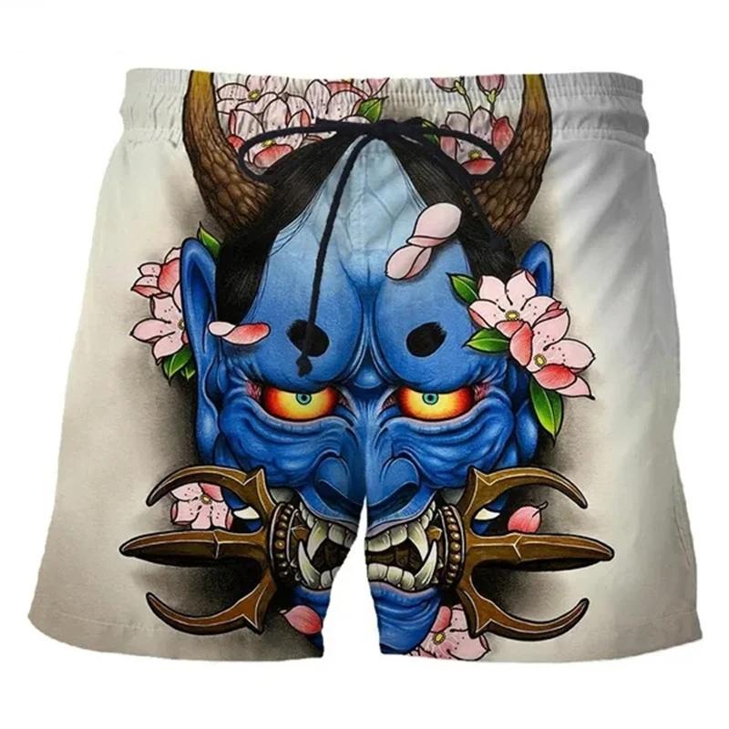 Sommermode 3D-Druck Samurai-Maske Shorts Herren lustige Persönlichkeit Hip-Hop Street Short Hosen Ropa De Hombre Badehose