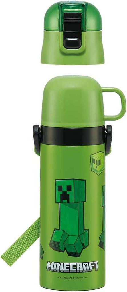 Skater Edelstahl-Wasserflasche, 470 ml, direkter Trinkbecher, 430 ml, Minecraft, leicht, für Jungen, Minecraft-Wasserflasche, Sportflasche, süß