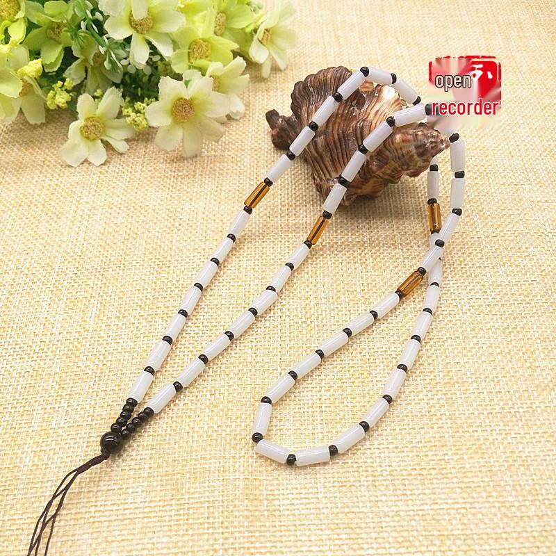 Exquisite Hand-woven Beaded Jade Pendant Necklace in Ethnic Style