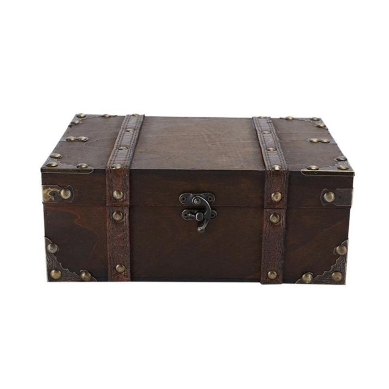 Wooden Decorative Box for Jewelry Storage and Display Cabinet Keepsakes Chest with Lock Mechanism Trinket Organiser