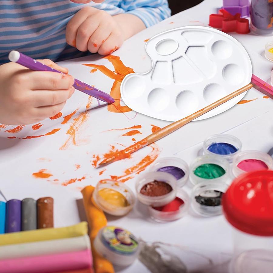 Multi-Shape Artist Palette Durable Plastic Paint Mixing Trays for Acrylic Watercolor Oil Painting Assorted Sizes Easy-Clean JXB