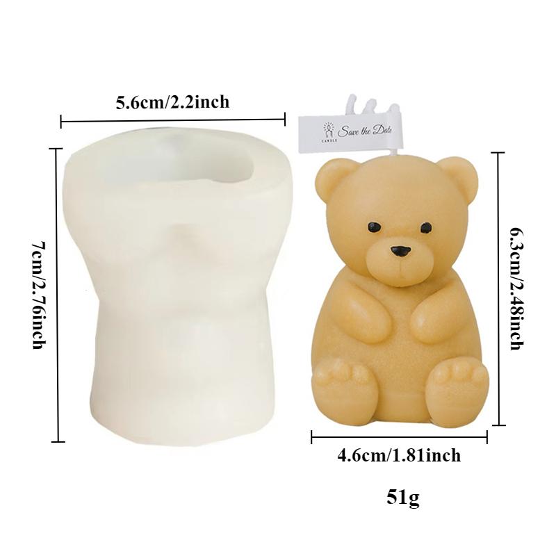 1 Pcs Cute Bear Silicone Candle Mold 3D Sit Stand Pet Bear Crafts Plaster Resin Cement Mold Handmade Animal Soap Making Tools
