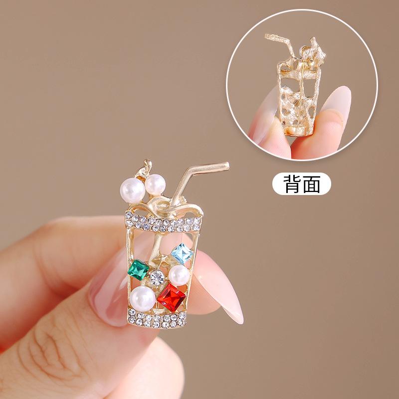 Anti-light Pin, Golden Cute Milk Tea Cup Brooch, High-end Women's Suit Pin, Clothes Accessories, Accessories, Straw Cup