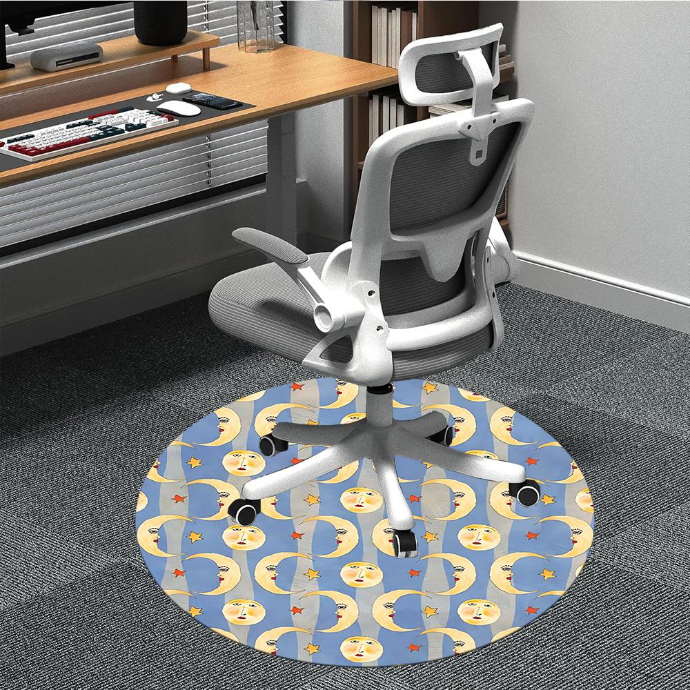 

1pc Moon Stars Office Round Area Rug, Indoor Mat Suitable ForOffice, Under Office Chairs Bedroom Living Room Home Decor, Room Decot237 80cm by 80cm
