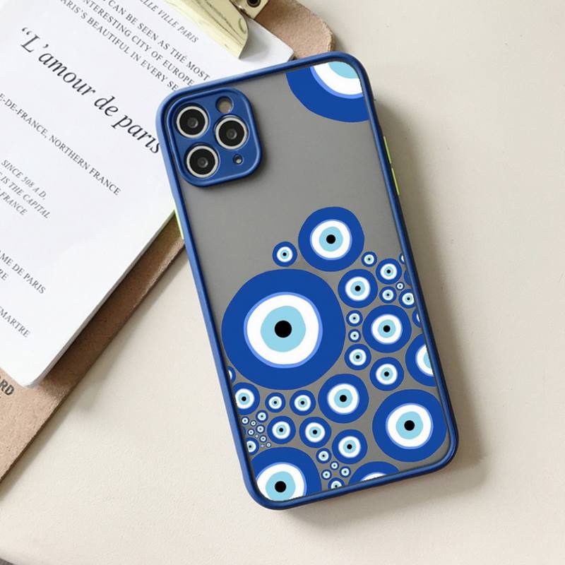 Szczęśliwe Oko Zła Niebieski Abstrakcyjny Etui na Telefon matowe przezroczyste Dla iphone 11 12 13 6 s 7 8 plus mini x xs xr pro max etui