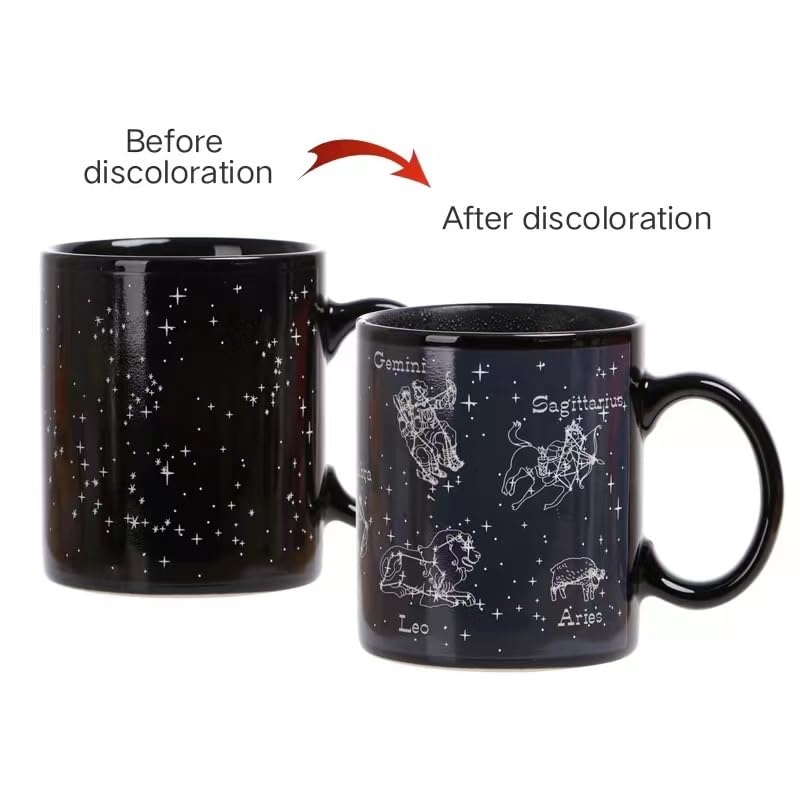 Creative 380ml Color Changing Mug Ceramic Coffee Cup Heat Sensitive 12 Constellations Magic Tea Cup Birthday Gift Morphing Mugs