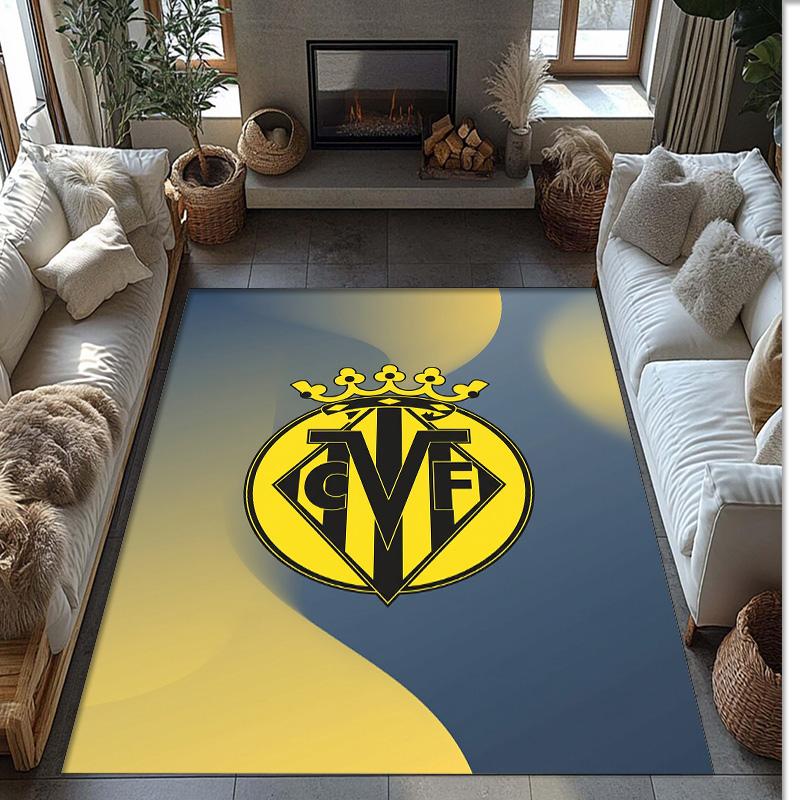 Villarreal FC Soccer Football Pattern Soft Area Rug Non Slip Indoor Floor Carpet Sports Decor Mat for Bedroom