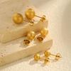 Minimalist Matte Round Bead Stud Earrings for Women,Gold Color Stainless Steel Earrings,Fashion Jewelry Gifts