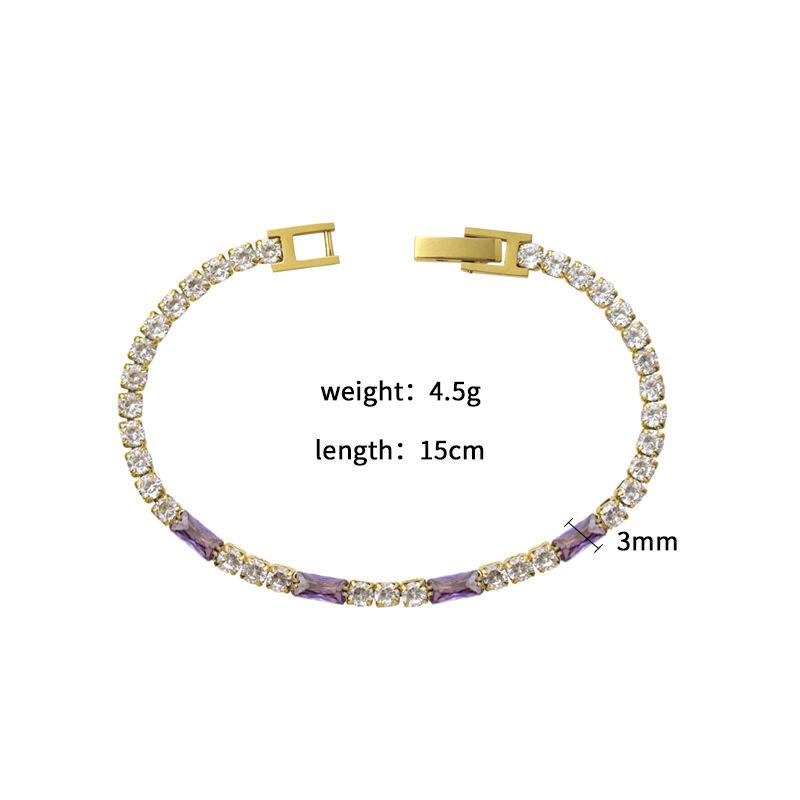 Full Diamond Stainless Steel Zircon Bracelet Women'S Fashion High-End Sense H-Shaped Buckle Plated 18K Gold Titanium Steel Bracelet