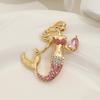 European and American Creative Rhinestone Mermaid Brooch - Light Luxury Exquisite Clothing Accessories Corsage Pin