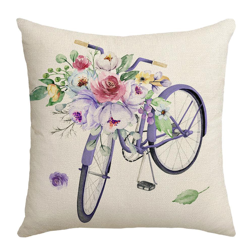 New Lavender Pillow Purple Spring and Summer Print Car Pillow Bedside Cushion Linen Pillow