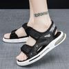 Fashion Summer Outdoor Men's Sandals Casual Anti-Slip Thick Bottom Soft Hiking Beach Flat Shoes EVA Outsole for Men Sport Black